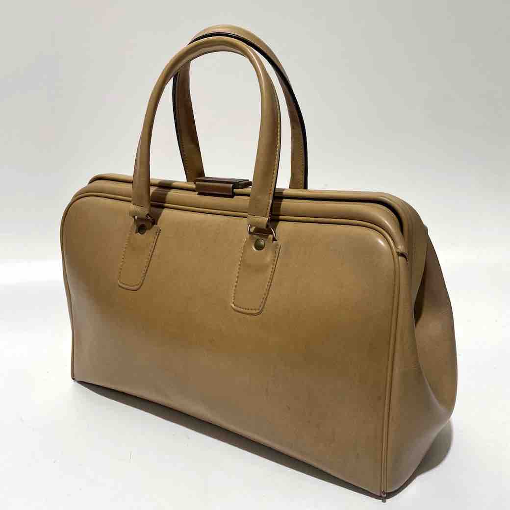 HANDBAG, Overnight Travel Bag - Tan Vinyl